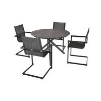 GARTEN-SITZGRUPPE Helga 5-teilig Gartenmöbel-Set - Schwarz, Kunststoff - DELUKE
