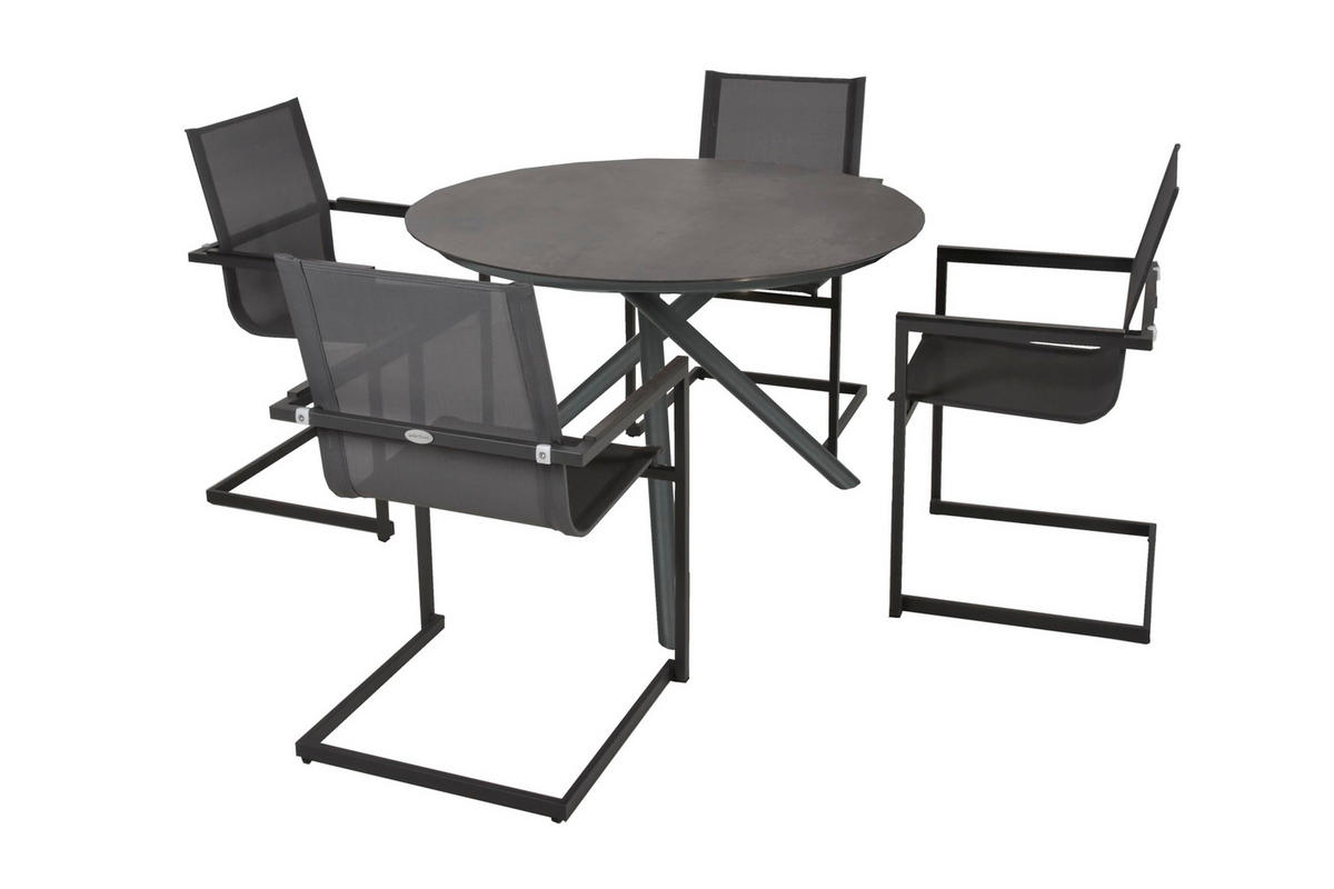 GARTEN-SITZGRUPPE Helga 5-teilig Gartenmöbel-Set - Schwarz, Kunststoff - DELUKE