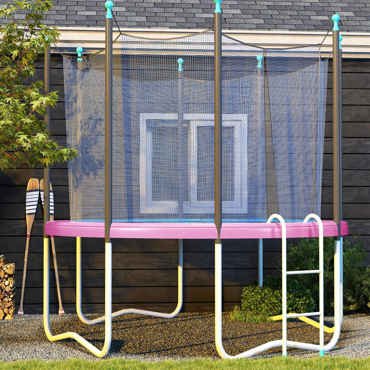 TRAMPOLIN-RANDABDECKUNG Kunststoff PE Rosa - Rosa, Kunststoff (305/305cm) - SPORTNOW