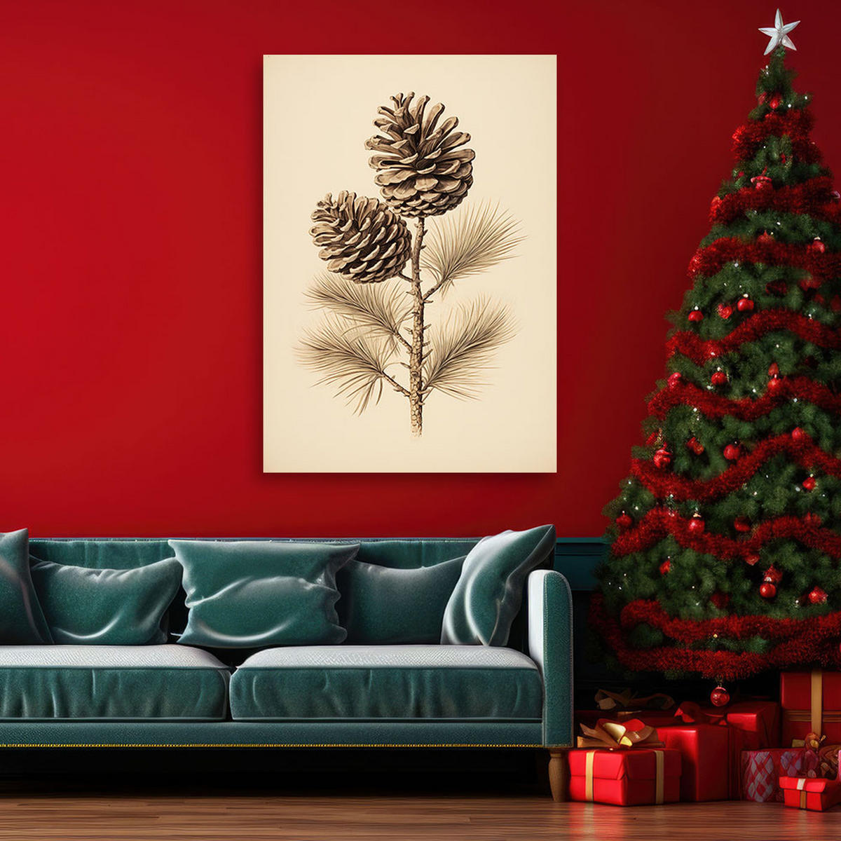 WANDBILD zapfen - Beige, Textil (40/60cm) - Feeby