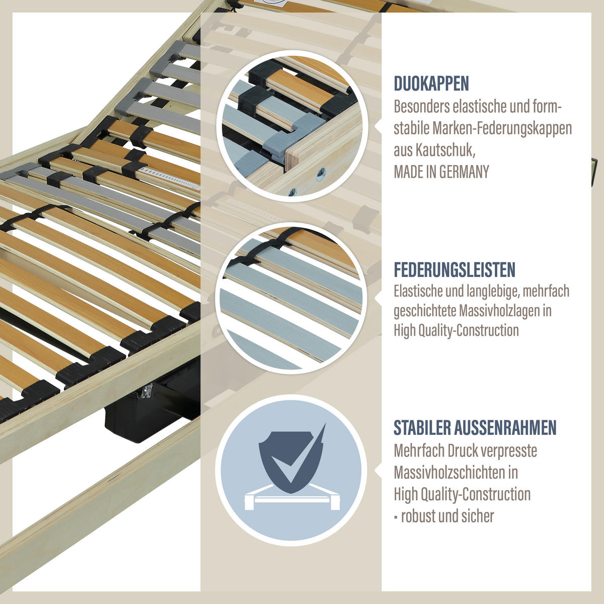 LATTENROST 90x200 cm elektrisch verstellbares Kopf & Fußteil fertig montiert 28 Latten 5 Zonen - Braun, Holz (90/200cm) - Sleepneo