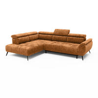 ECKSOFA Ottomane links Chenille 284x208x79 rostfarben VALENTINA - Rostfarben, Kunststoff (284/208cm) - Massivmoebel24