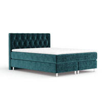 BOXSPRINGBETT Otus Türkisfarben 180/200 cm mit Latex-Topper - Türkis/Silberfarben, Holz/Holzwerkstoff (180/200cm) - Maison de Reve