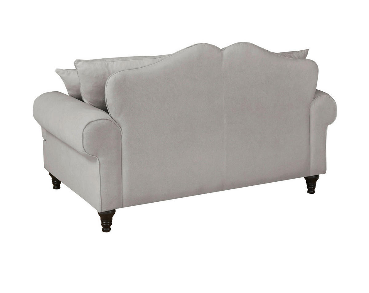 SOFA hellgrau Landhaus, Couch 2-Sitzer 170 cm - Hellgrau, Holz/Textil (170/95/100cm) - Furn.Design