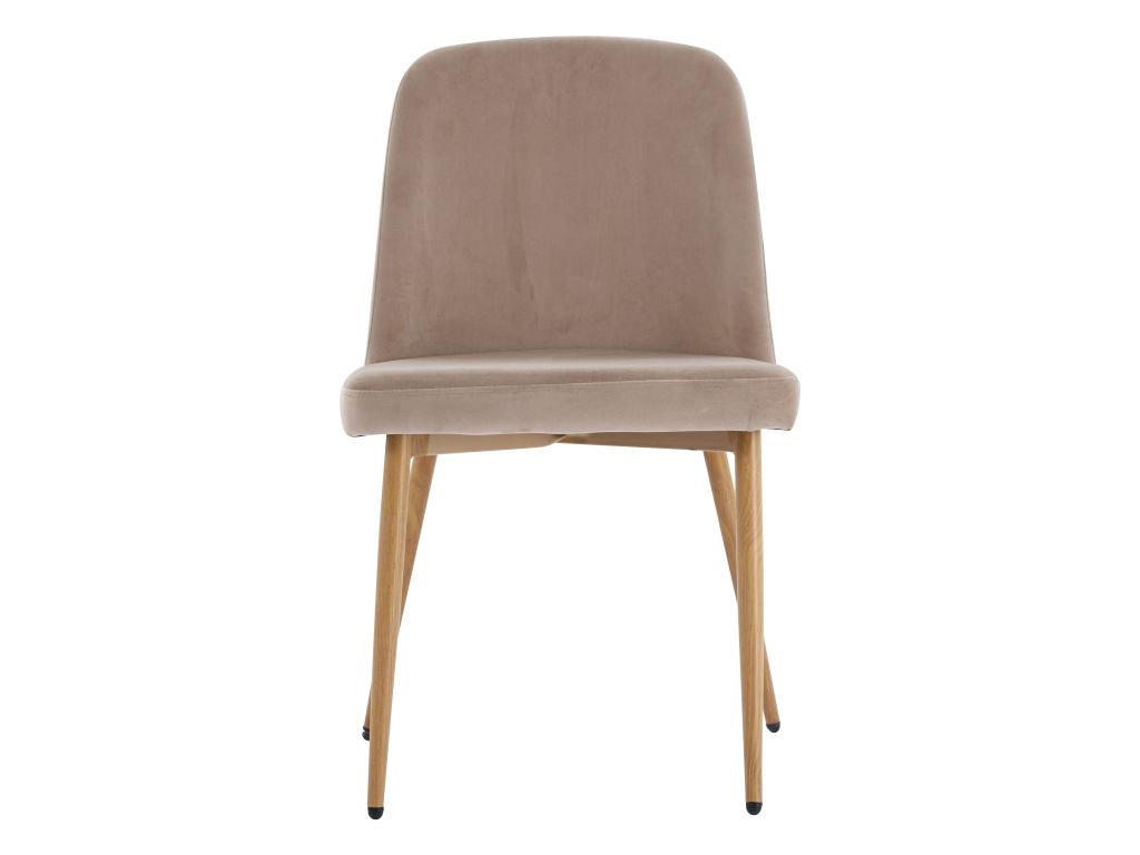 STUHL 2er-Set - Samt & Holzoptik Metall - Beige - MINAGRI - Beige, Textil (56/84/47.5cm) - Vente-Unique