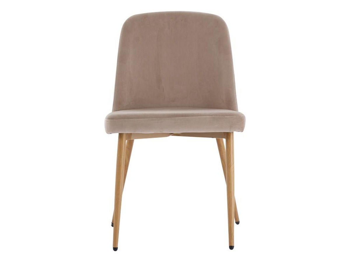 STUHL 2er-Set - Samt & Holzoptik Metall - Beige - MINAGRI - Beige, Textil (56/84/47.5cm) - Vente-Unique