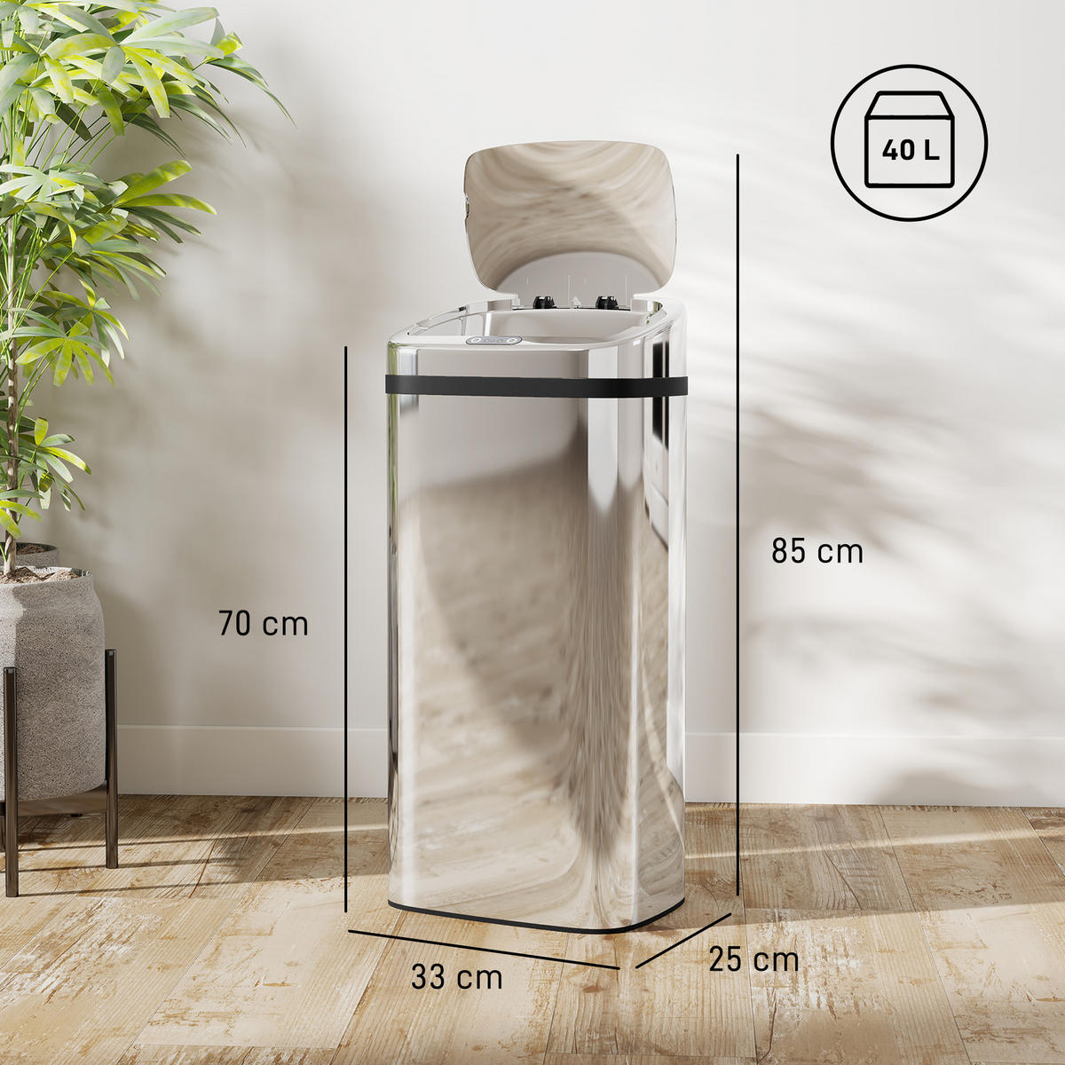 ABFALLEIMER Silberfarben 1 Stück - Silberfarben, Kunststoff (25/70/33cm) - GiPP