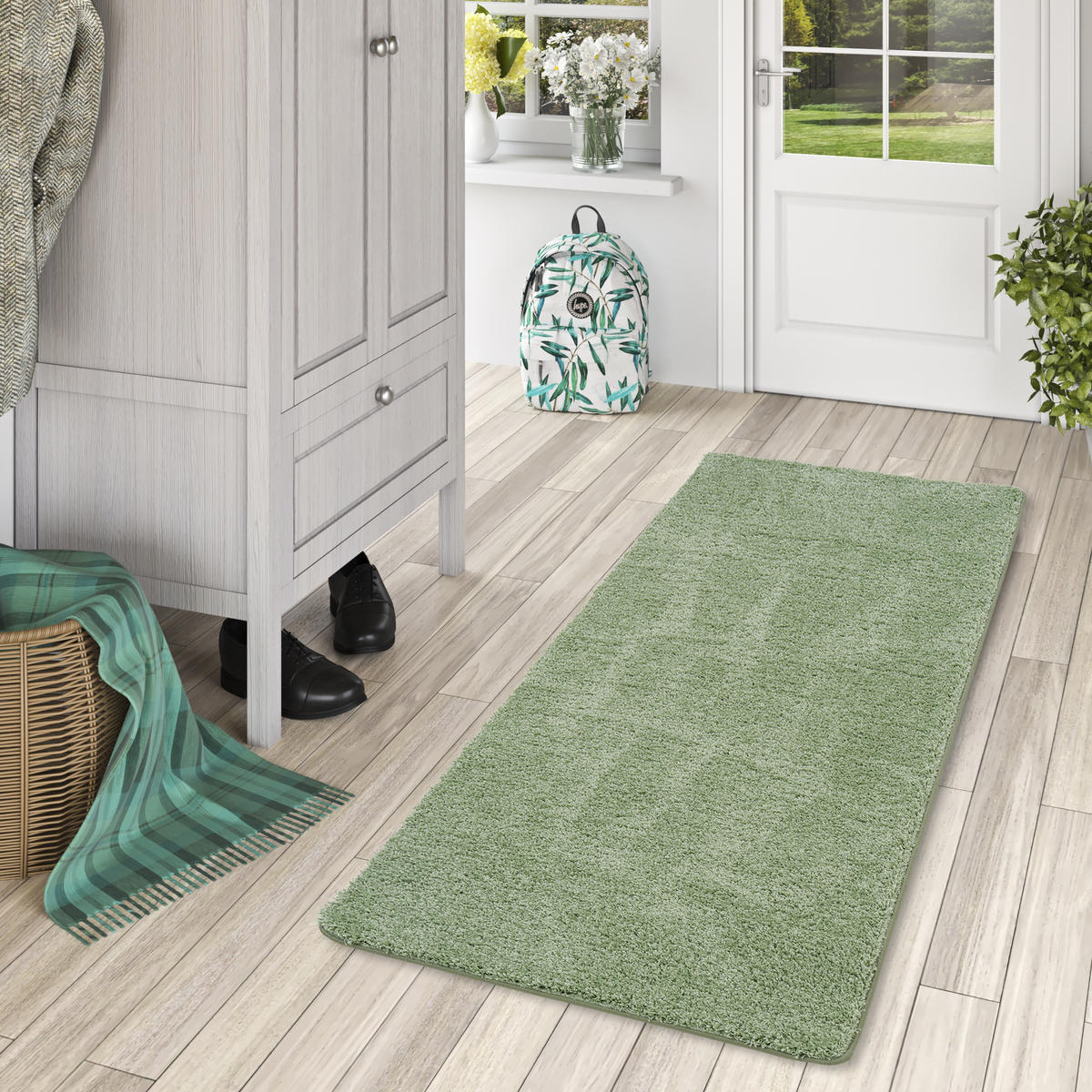LUXUS HOCHFLOR LANGFLOR LÄUFER TEPPICH MILANO - Mintgrün, Textil (100/300cm) - Snapstyle