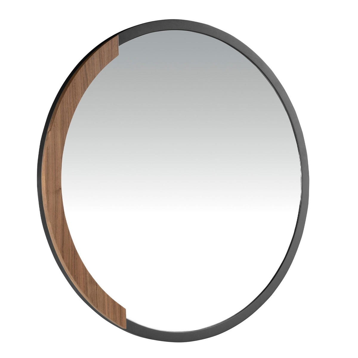 WANDSPIEGEL Wandspiegel Runden schwarzer Stahl Ø80/4 cm - Walnussfarben/Schwarz, Metall (80/4/80cm) - ANGEL CERDA
