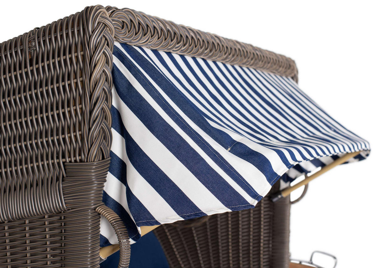 STRANDKORB XL Schillig Bullauge - Blau/Braun, Metall (142/170/95cm) - Mr. Deko