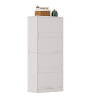 BUFFETSCHRANK 76/42/180 cm mit 4 Türen, höhenverstellbaren Böden und Metallgriffen aus MDF, Weiß Hochglanz - Weiß, Holzwerkstoff (42/180/76cm) - Redom