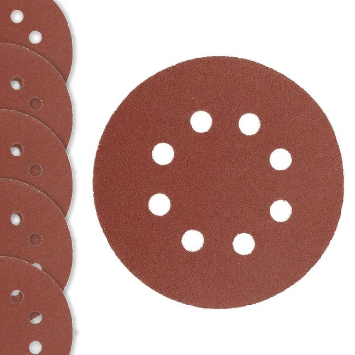 SCHLEIFTELLER – 125 mm, Körnung 80, 50 Stück, 8-Loch - Rot, Metall (12.5/12.5/1cm) - DCA