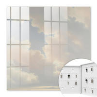 SCHLÜSSELBOX Weiß 30x30 cm – Türöffnung nach rechts - Wolken am Himmel - Beige, Metall (30/30/5cm) - TULUP