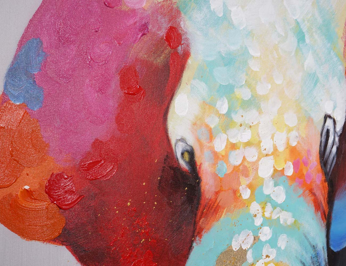ÖLGEMÄLDE ELEFANT HANDGEMALT Mehrfarbig - Multicolor, Textil (70/140cm) - MCW