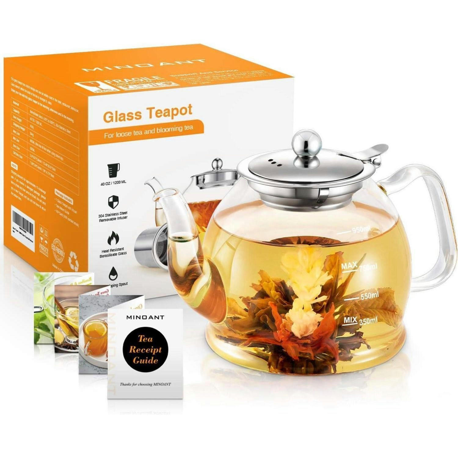 TEEKANNE Glas 1000ML mit Siebeinsatz - Transparent, Glas (18/14.8cm)