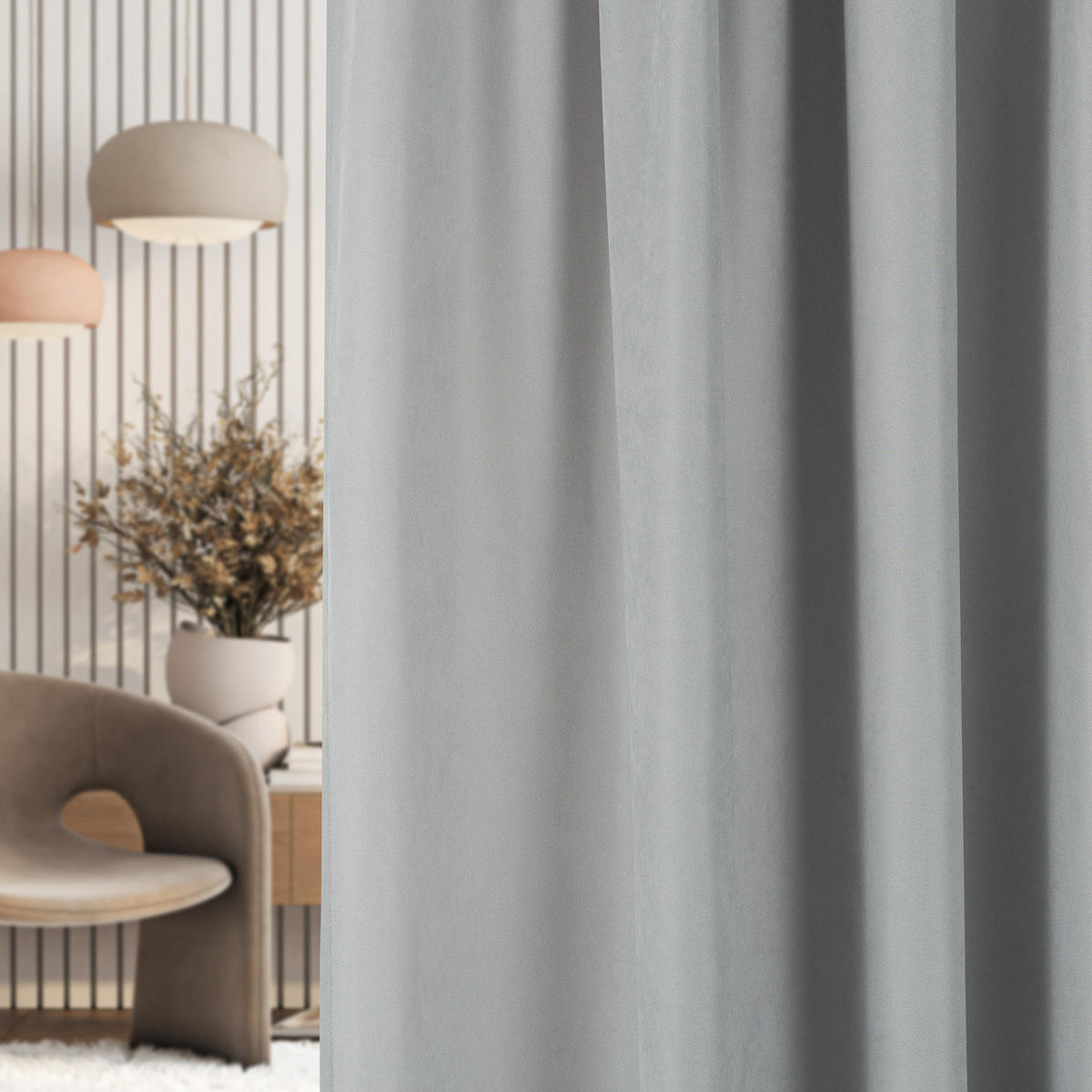 FERTIGVORHANG mit Schlaufenband hellgrau 140 x 280 cm - Hellgrau, Textil (140/280/1cm) - Dekoria