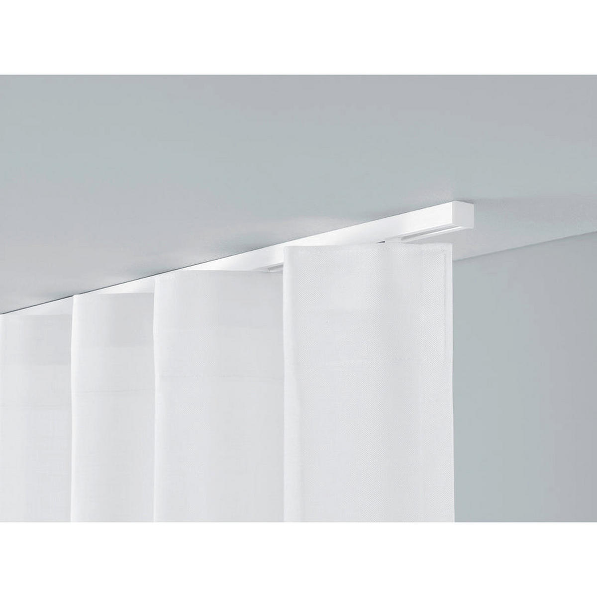 GARDINENSCHIENE 1-lauf Square - Weiß, Metall (450cm) - Deco-Raum