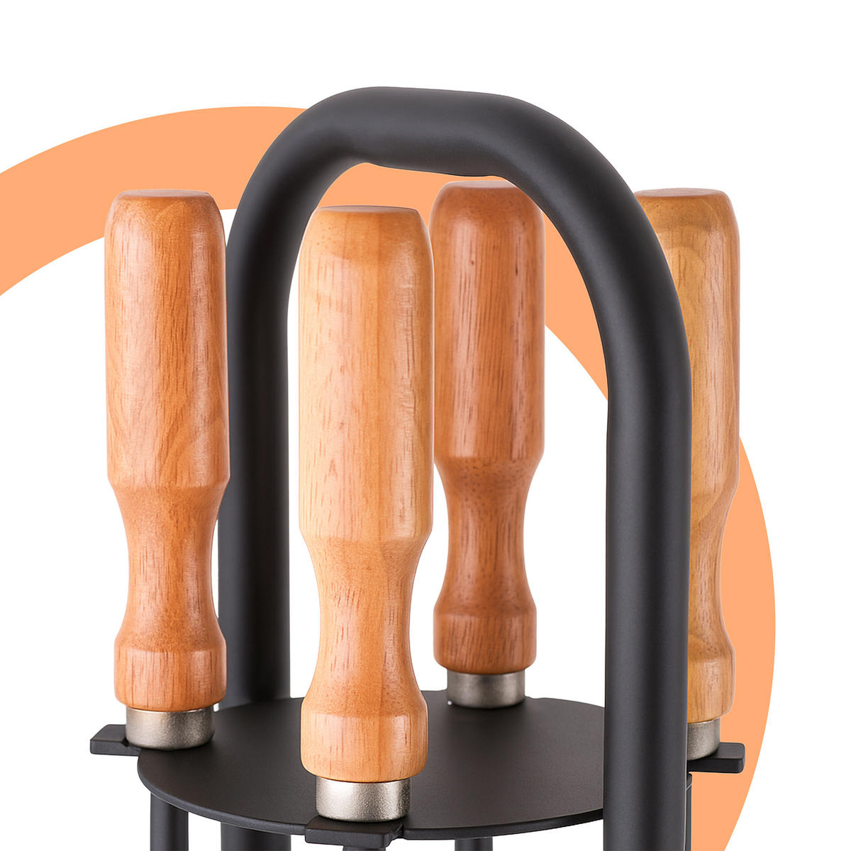 5TLG.KAMINBESTECK-SET - Schwarz, Holz/Metall (17/75/17cm) - Relaxdays