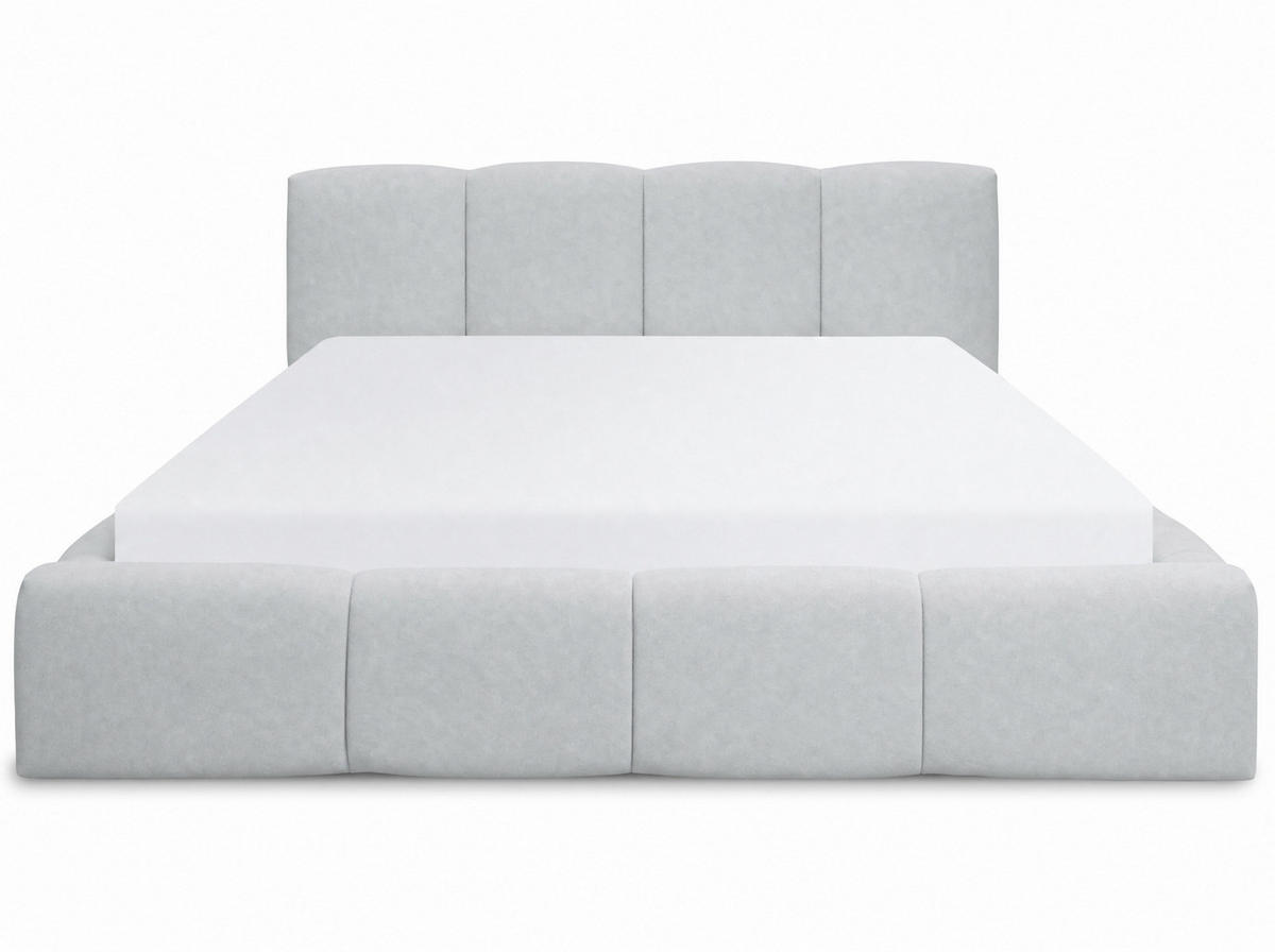 POLSTERBETT Amore Hellgrau 180/200 cm Samt mit Bettkasten - Hellgrau, Textil/Metall (180/200cm) - wonello