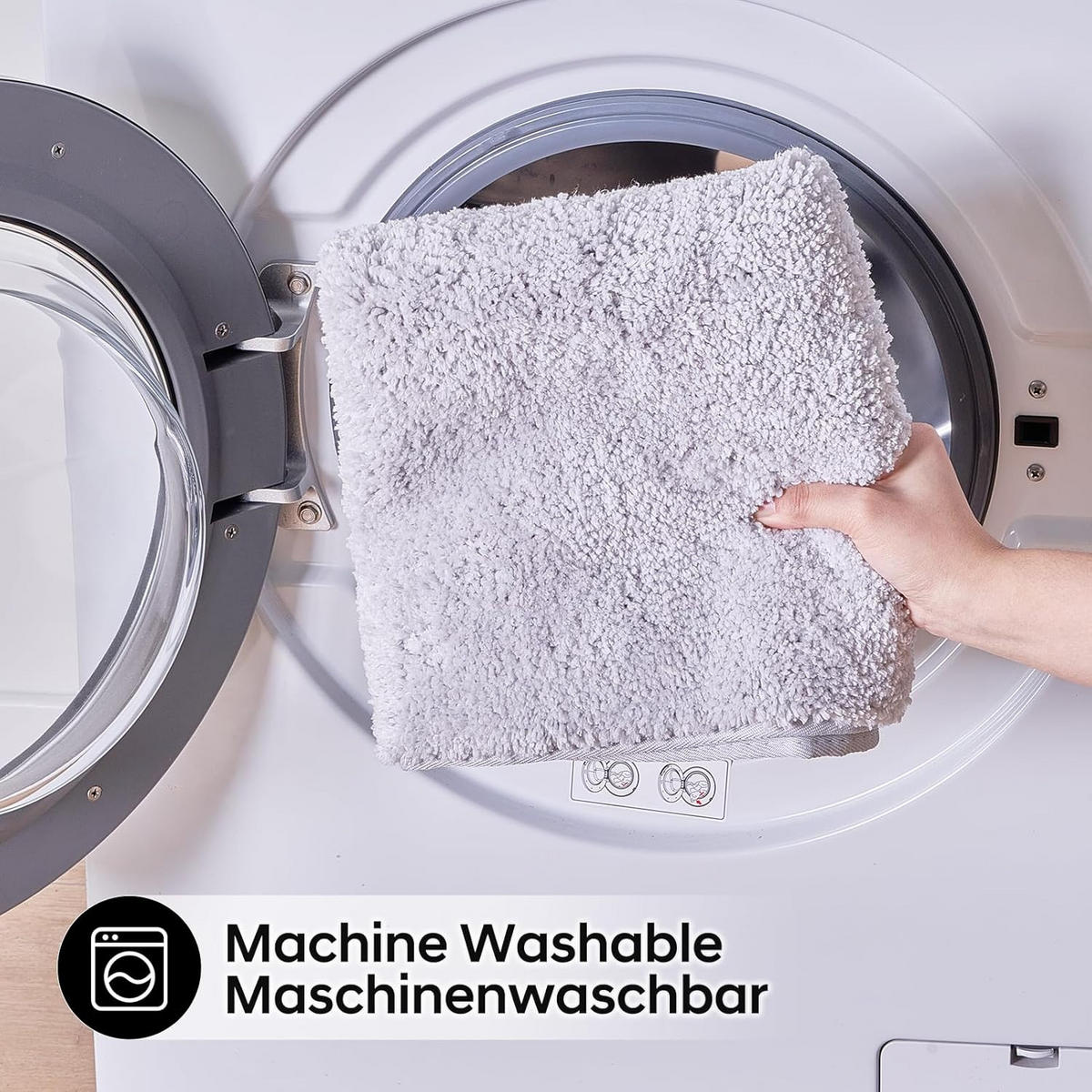BADEMATTE rutschfest waschbar, weicher Badteppich, saugstark 50x80 cm Grau - Grau, Textil (50/80cm)