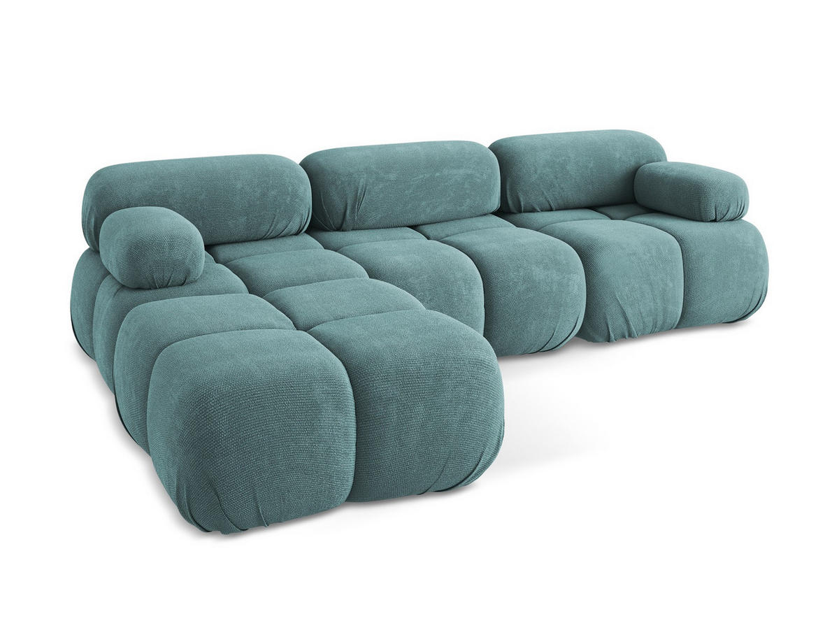 ECKSOFA Beidseitig Chenille Stoff Blau - Blau/Beige, Kunststoff/Textil (285/191cm) - Makamii