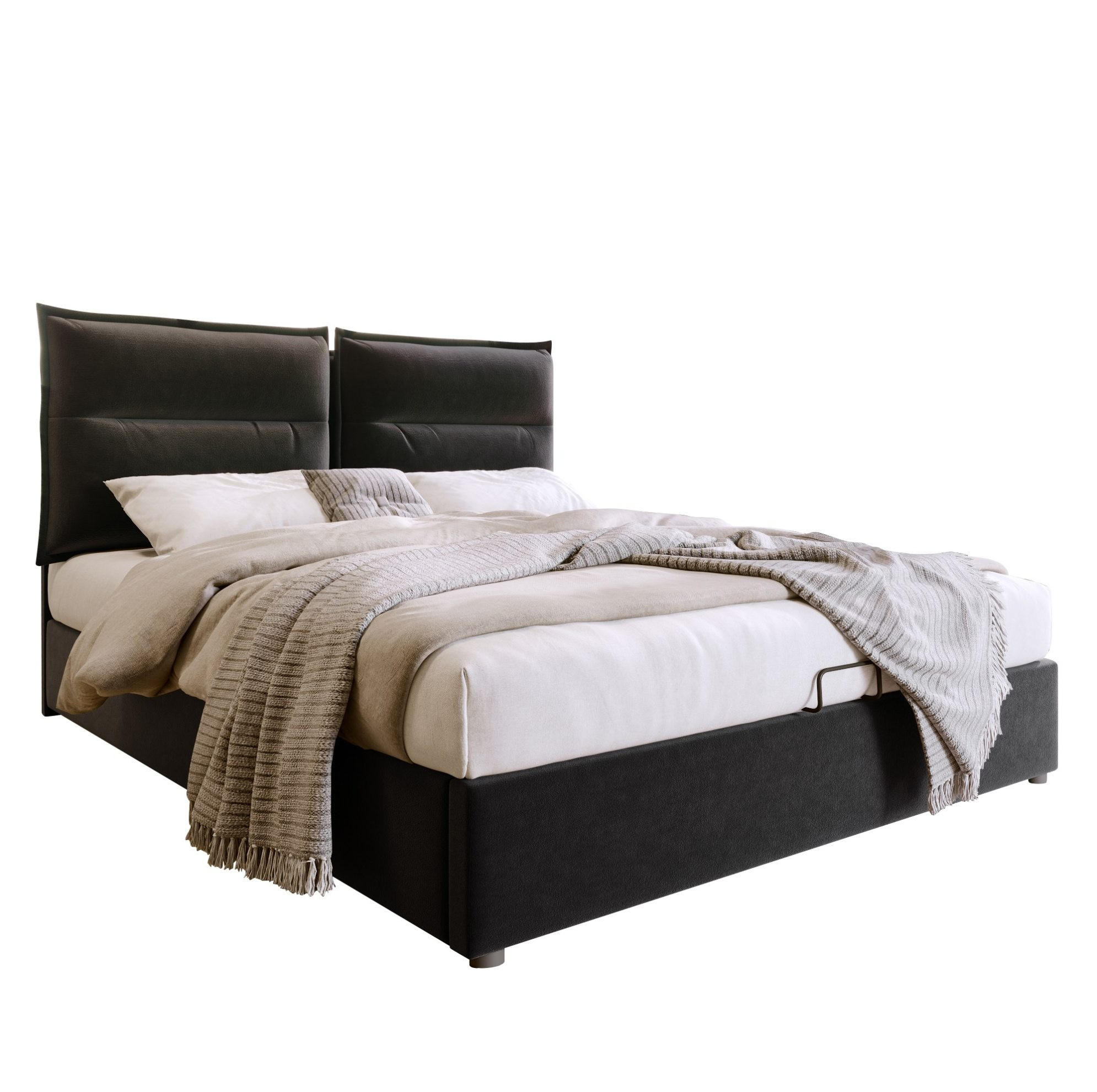 POLSTERBETT mit Bettkasten 140x200 cm Samt Schwarz - Schwarz, Metall (140/200cm) - Meubliv
