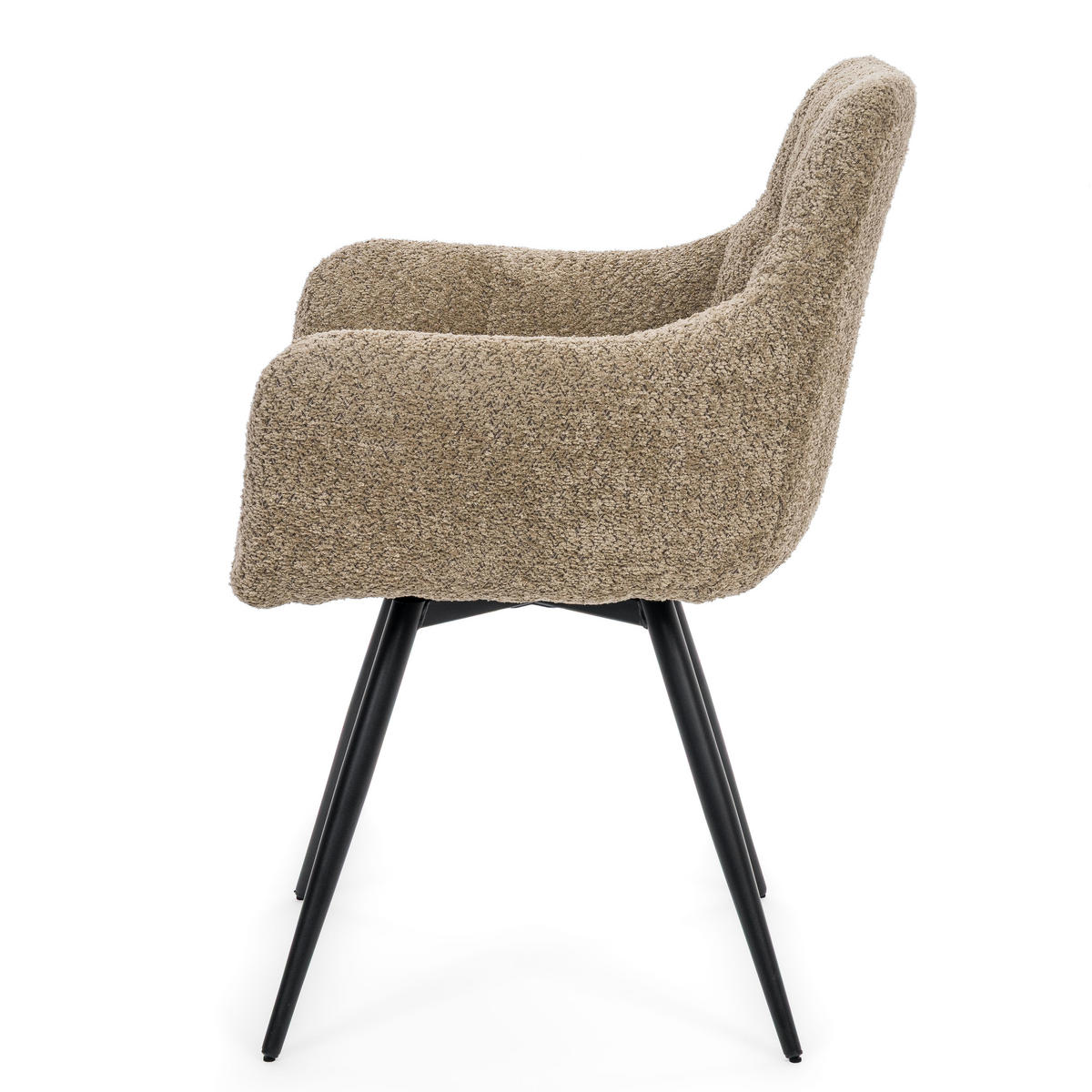 STUHL FANO drehbar gepolsterter mit Steppung - beige - Boucle - Sandfarben/Beige, Textil/Metall (58/83/59cm) - NEW HOME