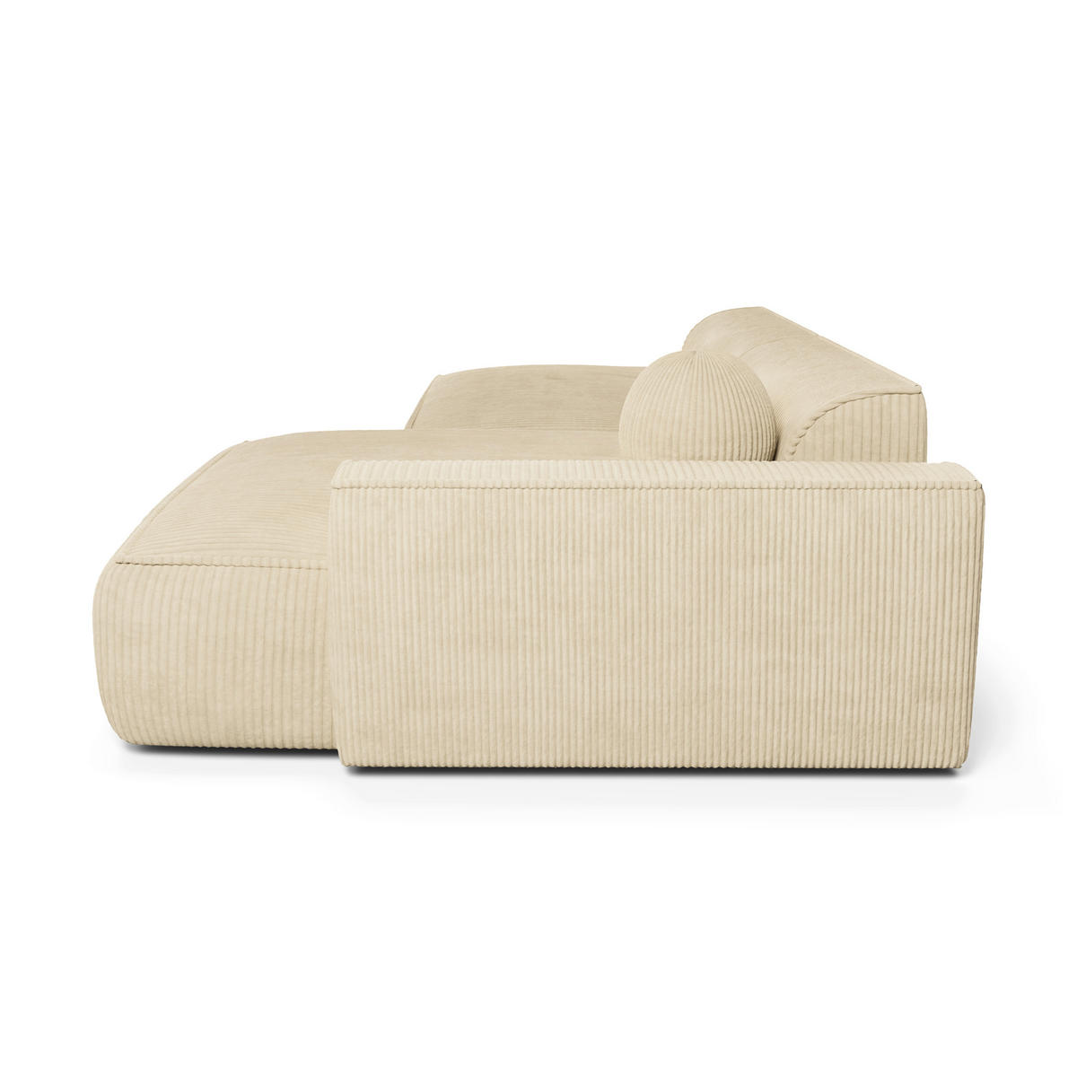 ECKSOFA RECHTS Gerippter Samt Creme 300cm - Creme, Textil (300/155cm) - Sia Home