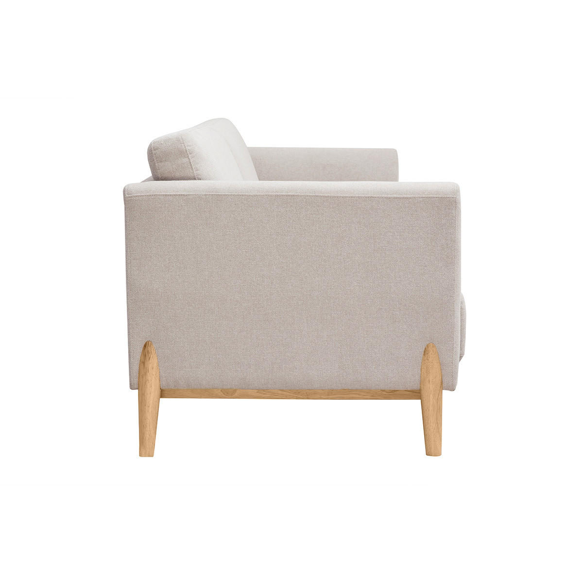 SOFA Beiger Stoff Samteffekt Helles Holz 4-Sitzer SINDRO - Beige, Textil (87/82/241cm) - Miliboo