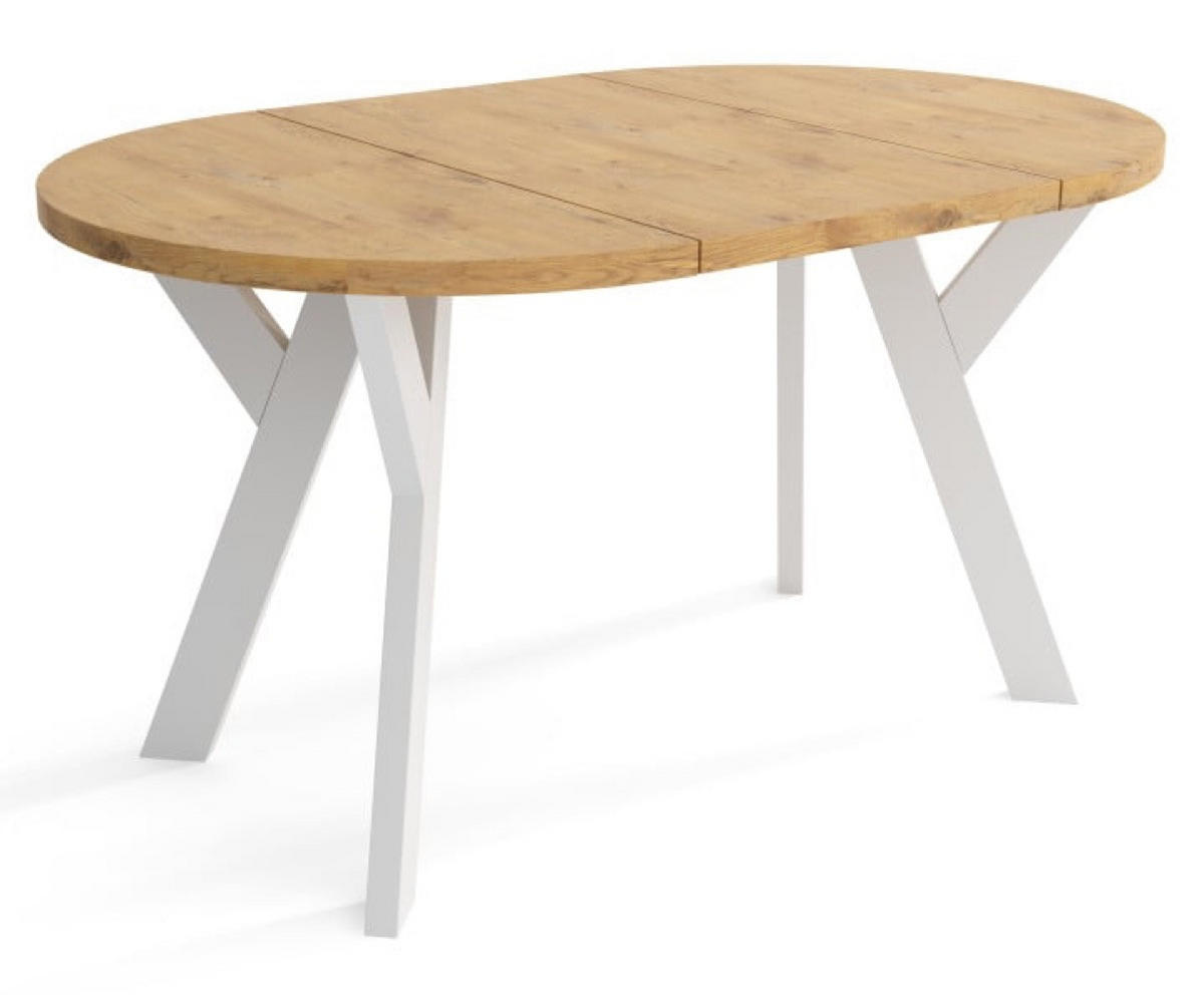 TISCH Weiß Lancelot Eiche Ausziehbar Rund 100/200 cm - Multicolor, Holzwerkstoff (200/100/75cm) - Sepro Meble