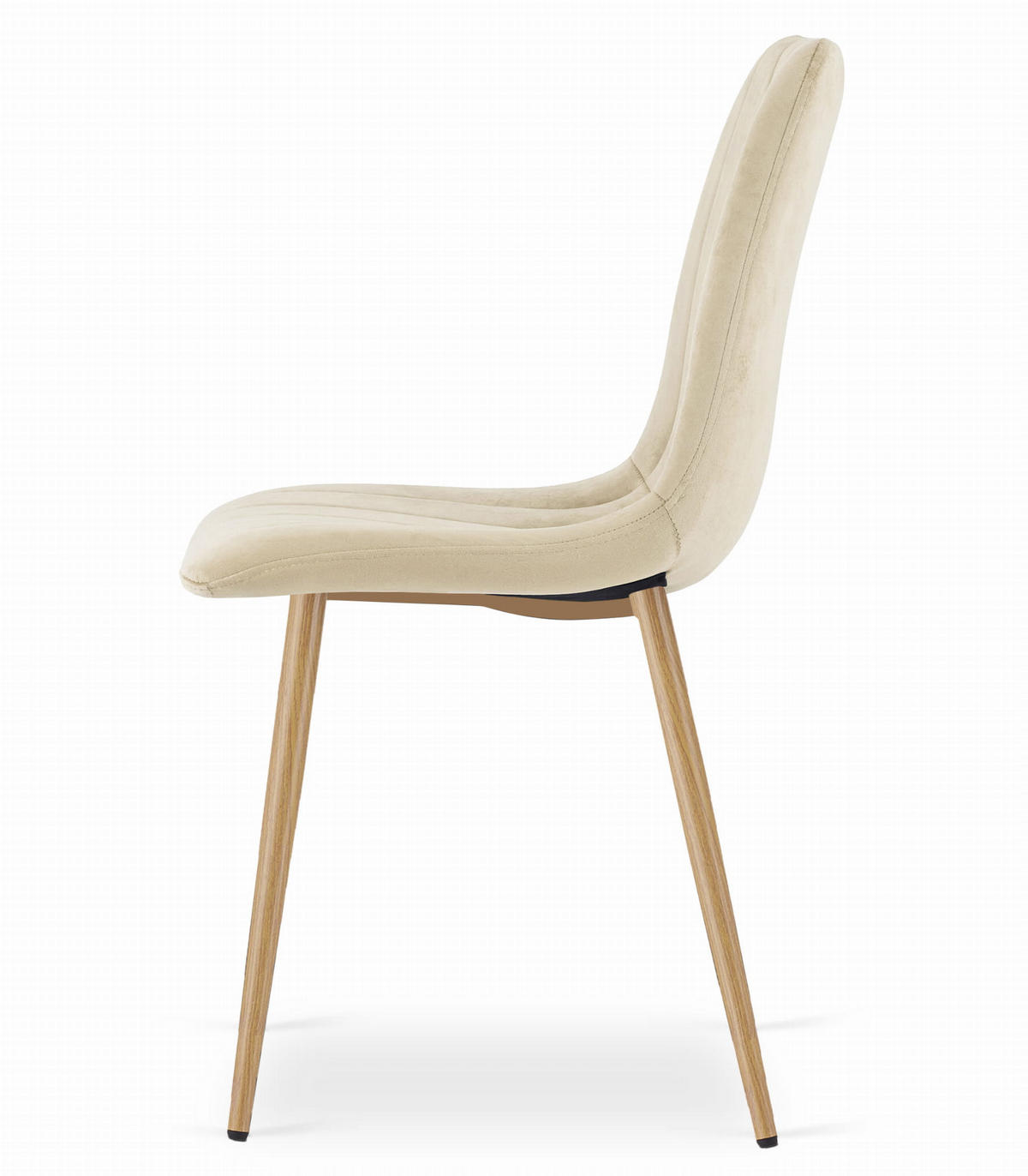 STUHL ORSARA 1 Stück, Beige, Metallbeine in Holzfarbe, mit Samtstoff gepolstert - Beige, Textil/Metall (43/90/51cm) - Komodee