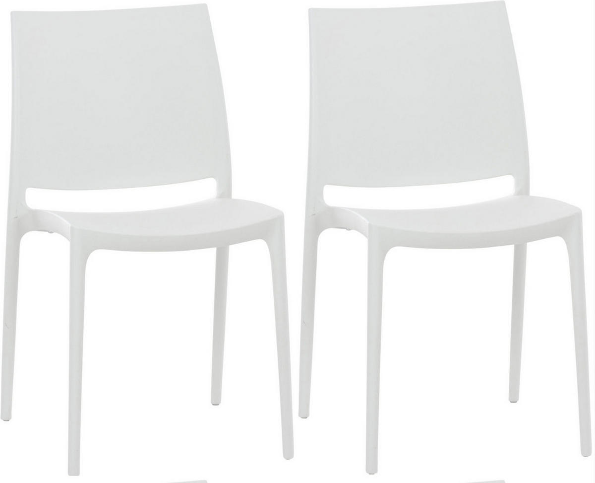 GARTENSTUHL 2er Set Kunststoff weiß - Weiß, Kunststoff (44/81/50cm) - CLP