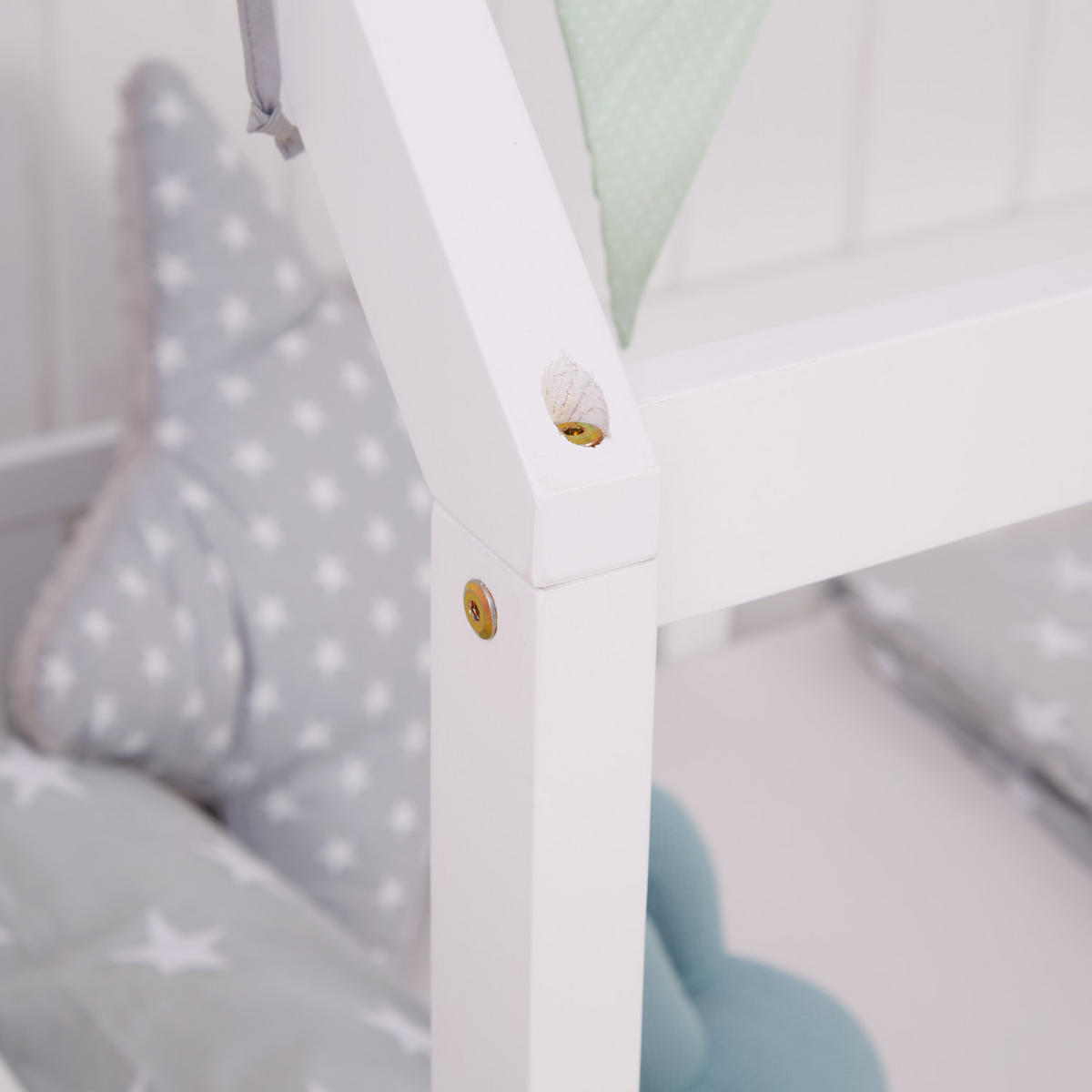 HAUSBETT 90/200 cm in Weiß mit Lattenrost Rausfallschutz - Weiß, Holz (90/200cm) - Homestyle4u