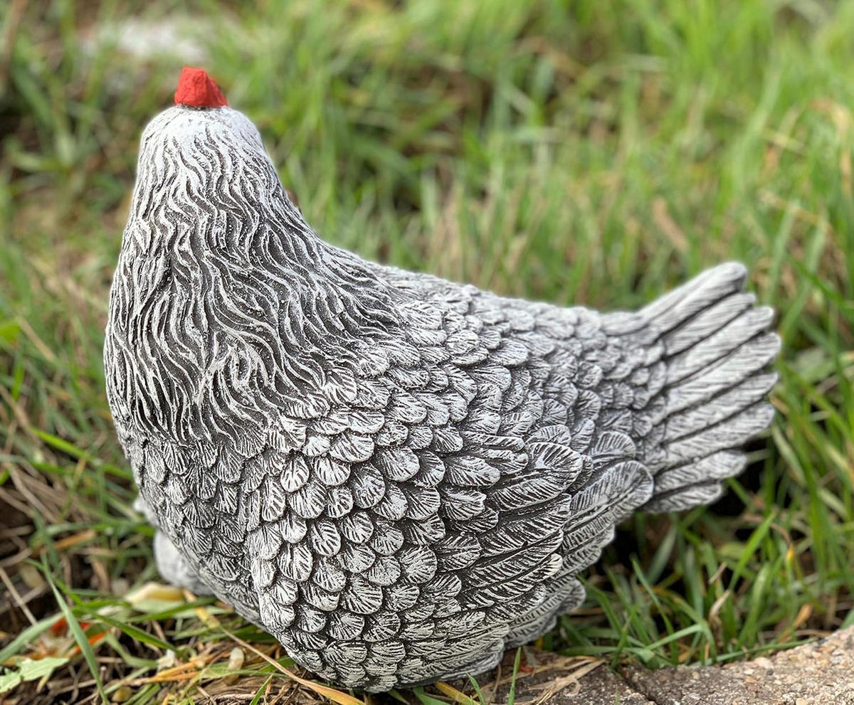 STEINFIGUR großes Huhn mit Küken frostfest wetterfest Gartenfigur - Grau, Stein (20/20/25cm) - stoneandstyle