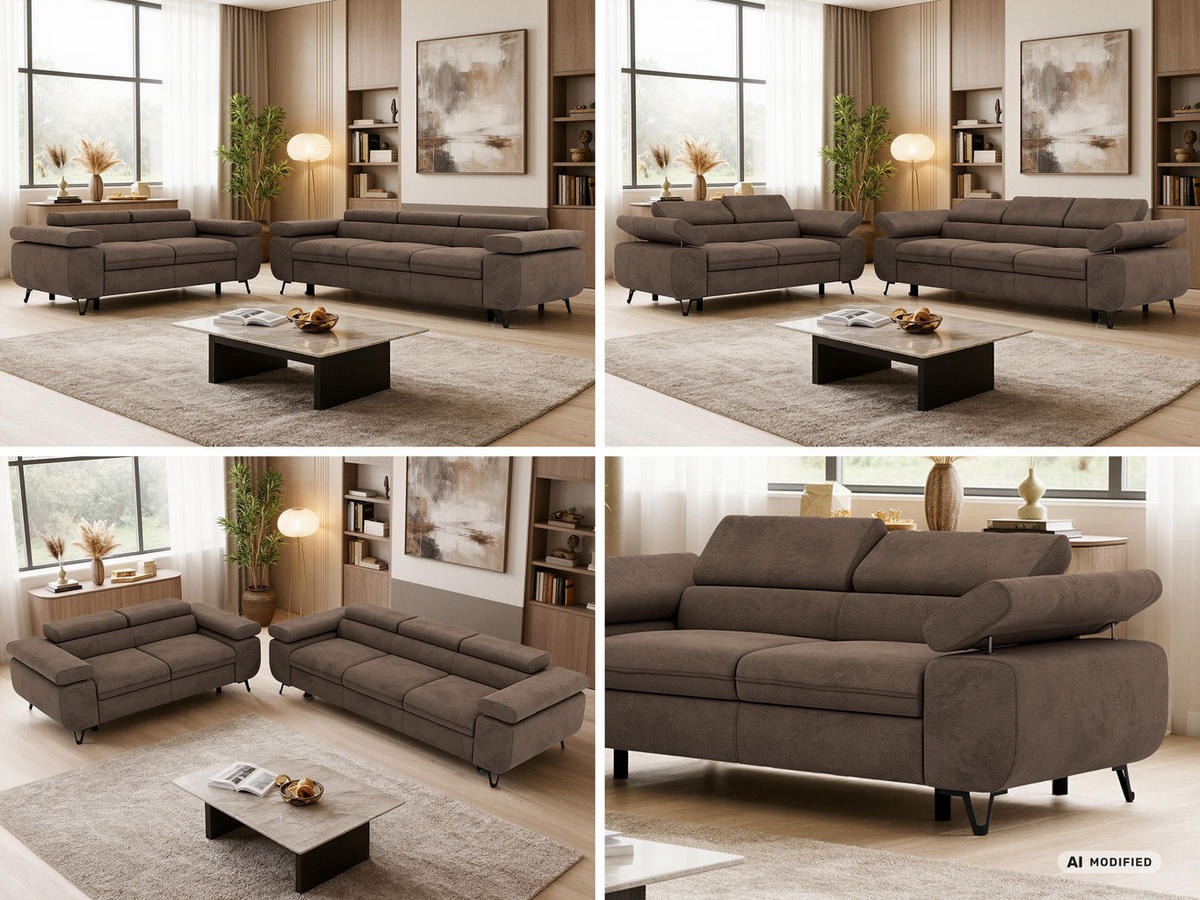 SEDACÍ SOUPRAVA PETERS 2+3 - Hnědá Samet - černá/hnědá, kov/textil (262/76/99cm) - MKS