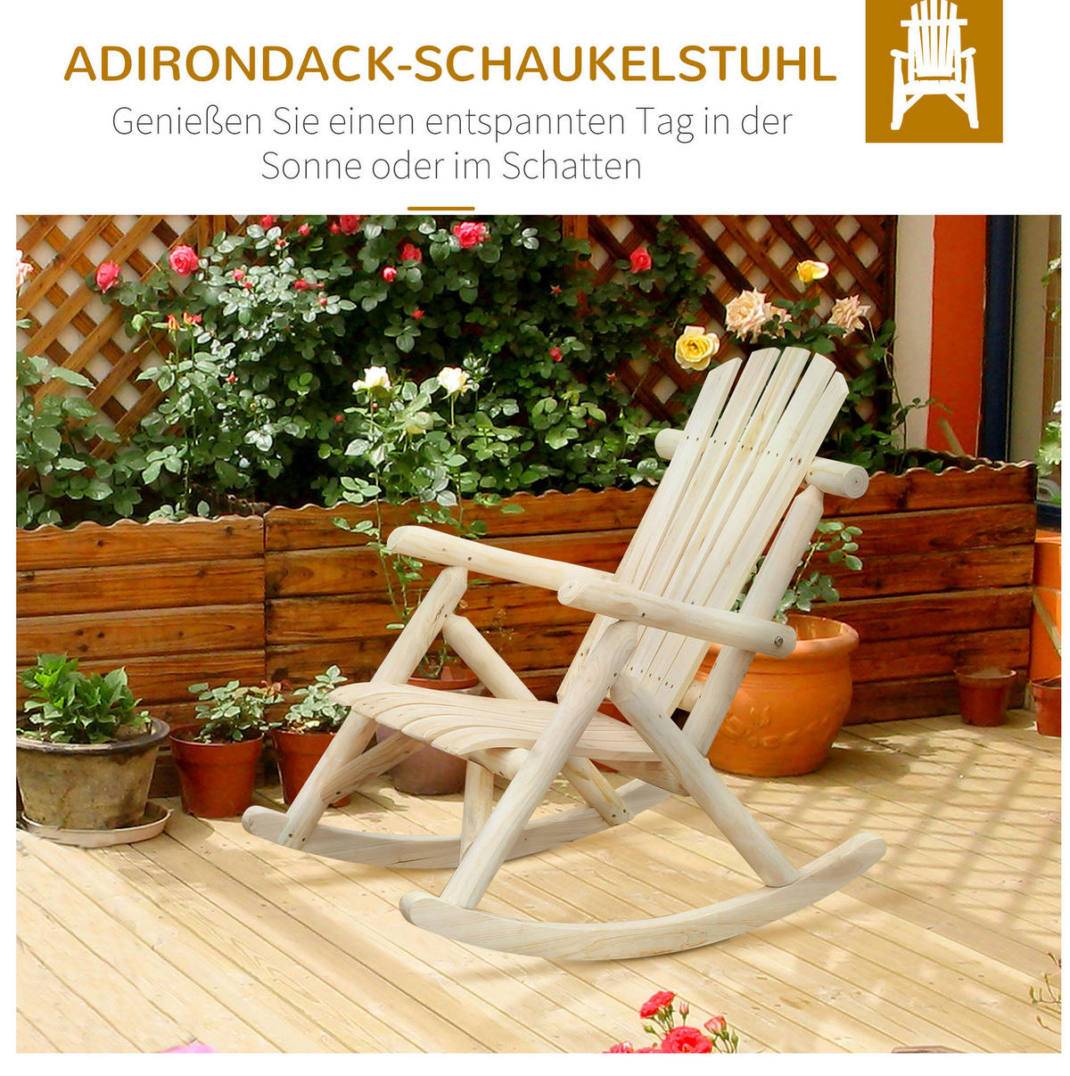 HOUPACÍ křeslo 96/66/98 cm přírodní z jedlového dřeva s ergonomickým sedákem - přírodní, kompozitní dřevo (66/98/96cm) - OKWISH