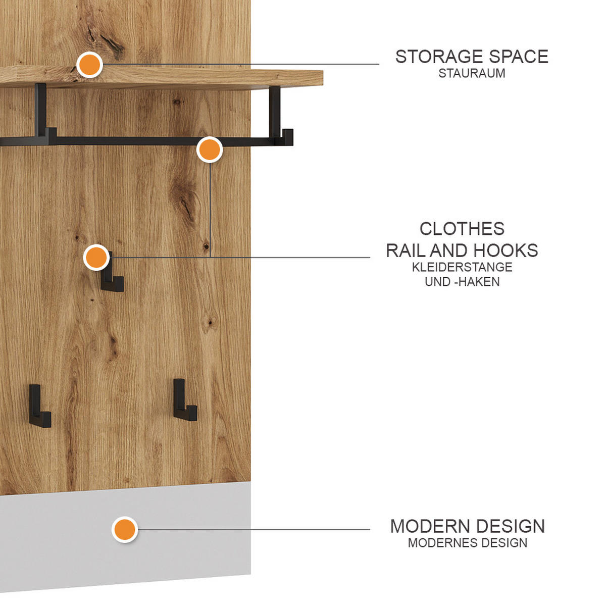 NÁSTĚNNÝ VĚŠÁK Selena Bílá/Artisan - bílá/dub artisan, kompozitní dřevo (44/83/25.6cm) - Vicco