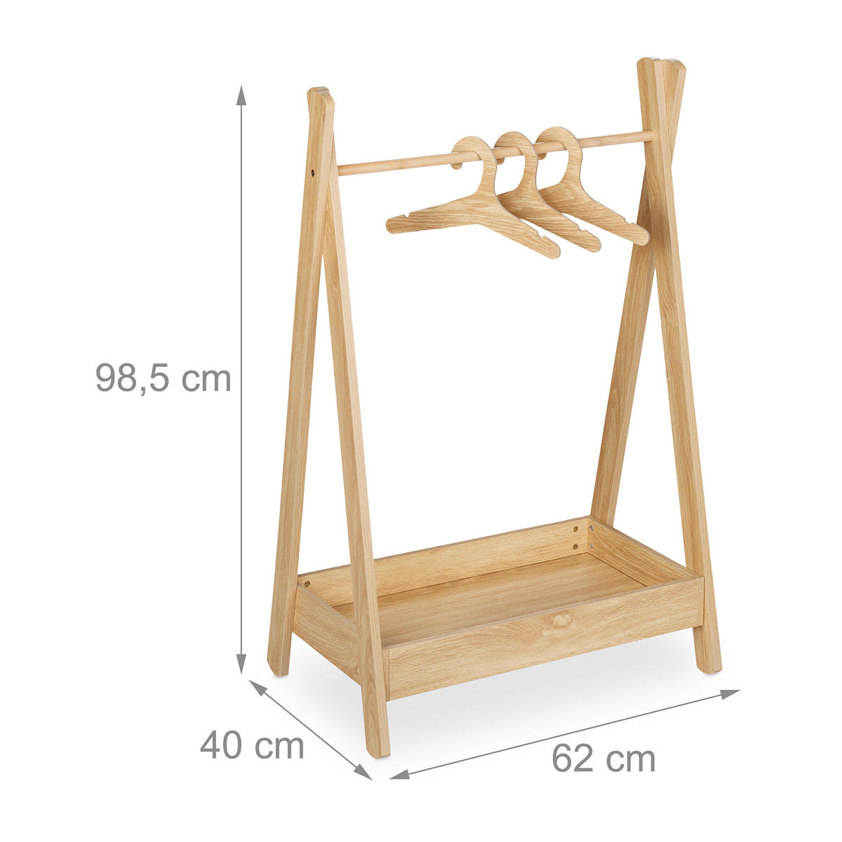 KINDER-KLEIDERSTÄNDER - Hellbraun, Holz/Holzwerkstoff (62/98.5/40cm) - Relaxdays