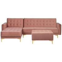 SCHLAFSOFA linksseitig mit Ottomane Samtstoff Rosa Aberdeen - Pink, Textil (267/168cm) - Beliani