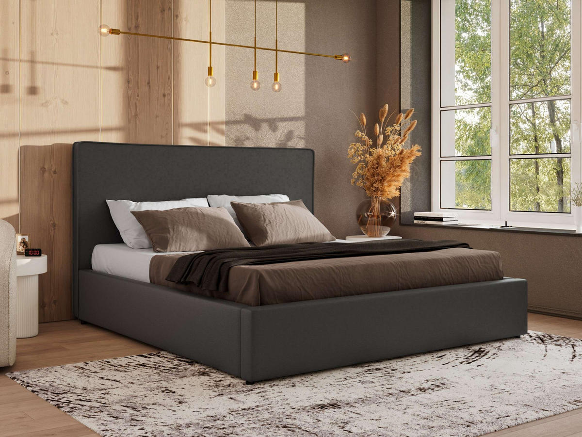 POLSTERBETT CORIVO CLASSIC 140/200 - Grau Kunstleder - Multipocket-Matratze - Grau, Textil (140/200cm) - MKS