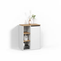 BADSCHRANK Paolina Weiß/Artisan 68 x 88.2 cm mit offenen Regalen und Wäschekorb - Weiß/Eiche Artisan, Holzwerkstoff (68/88.2/40.5cm) - Livinity®