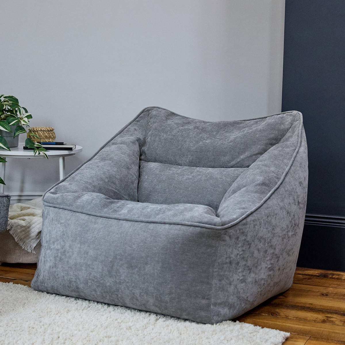 SITZSACK Sessel Chenille Natalia - Grau, Kunststoff/Textil (100/80/88cm) - icon