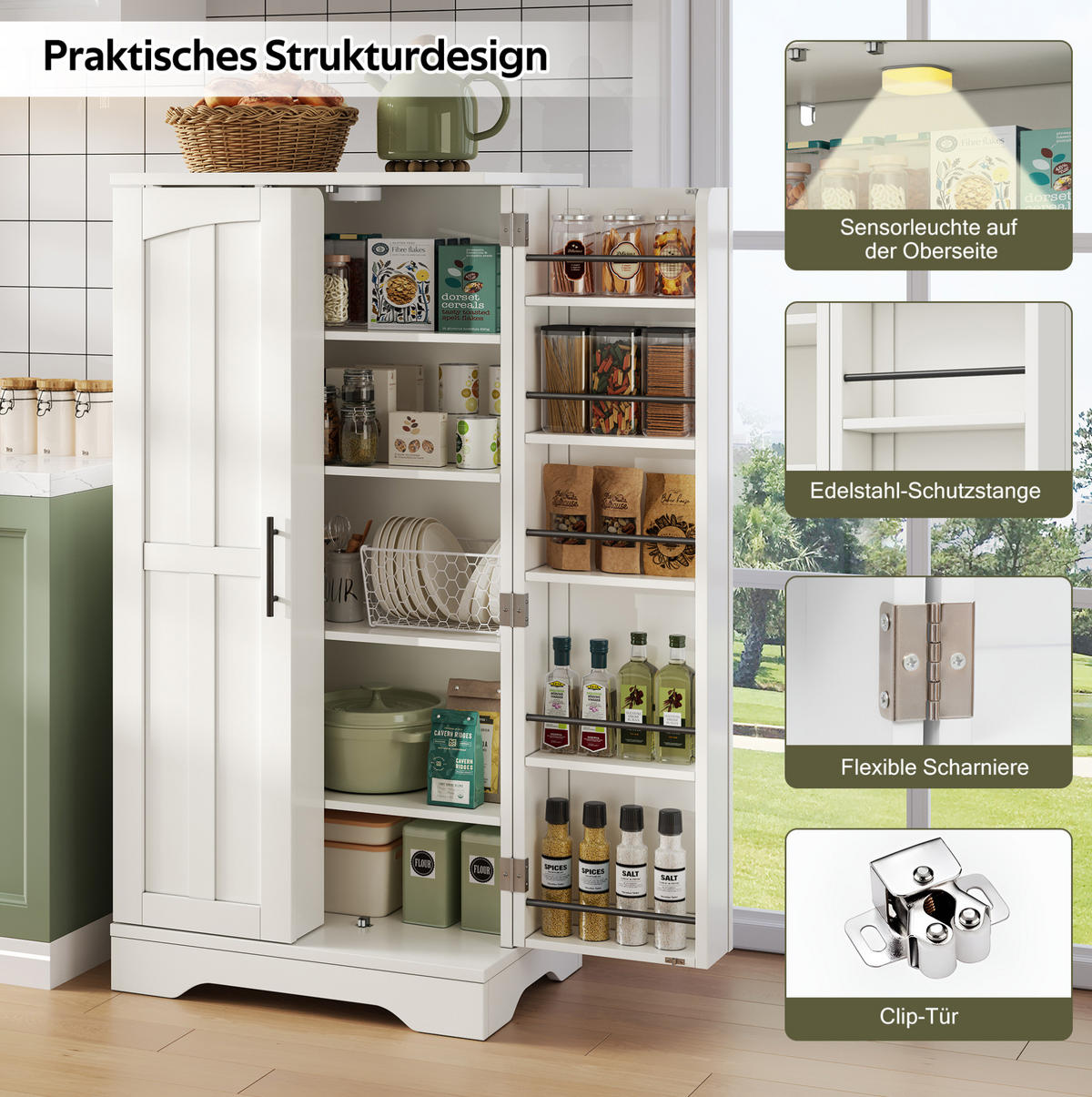 SKŘÍŇ 120/60/40 cm bílá, MDF, s LED senzorovým světlem - bílá, kompozitní dřevo (60/120/40cm) - BEAOK