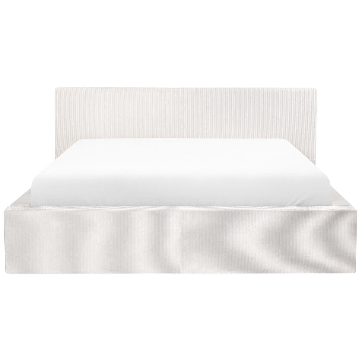 BETT mit Stauraum 180/200 cm Cord Hellbeige Lillebonne - Beige, Textil (180/200cm) - Beliani