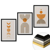 WANDBILDER 3er-Set - 40x60 cm Schwarzer Rahmen - Boho-minimalistische Dekorationen - Schwarz, Kunststoff (40/60cm) - ArtPrintCave