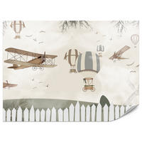 FOTOTAPETE für Kinderzimmer Retro Flugzeuge Ballons Vintage Beige 200x140 - Beige/Braun, Papier (200/140cm) - Muralo