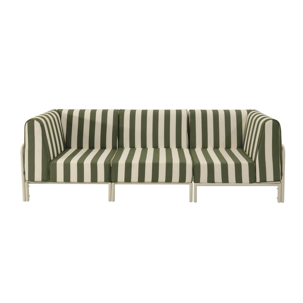GARTENSOFA mit 3 Sitzplätzen, Khakigrün - Grün, Textil (80/78/216cm) - Oviala