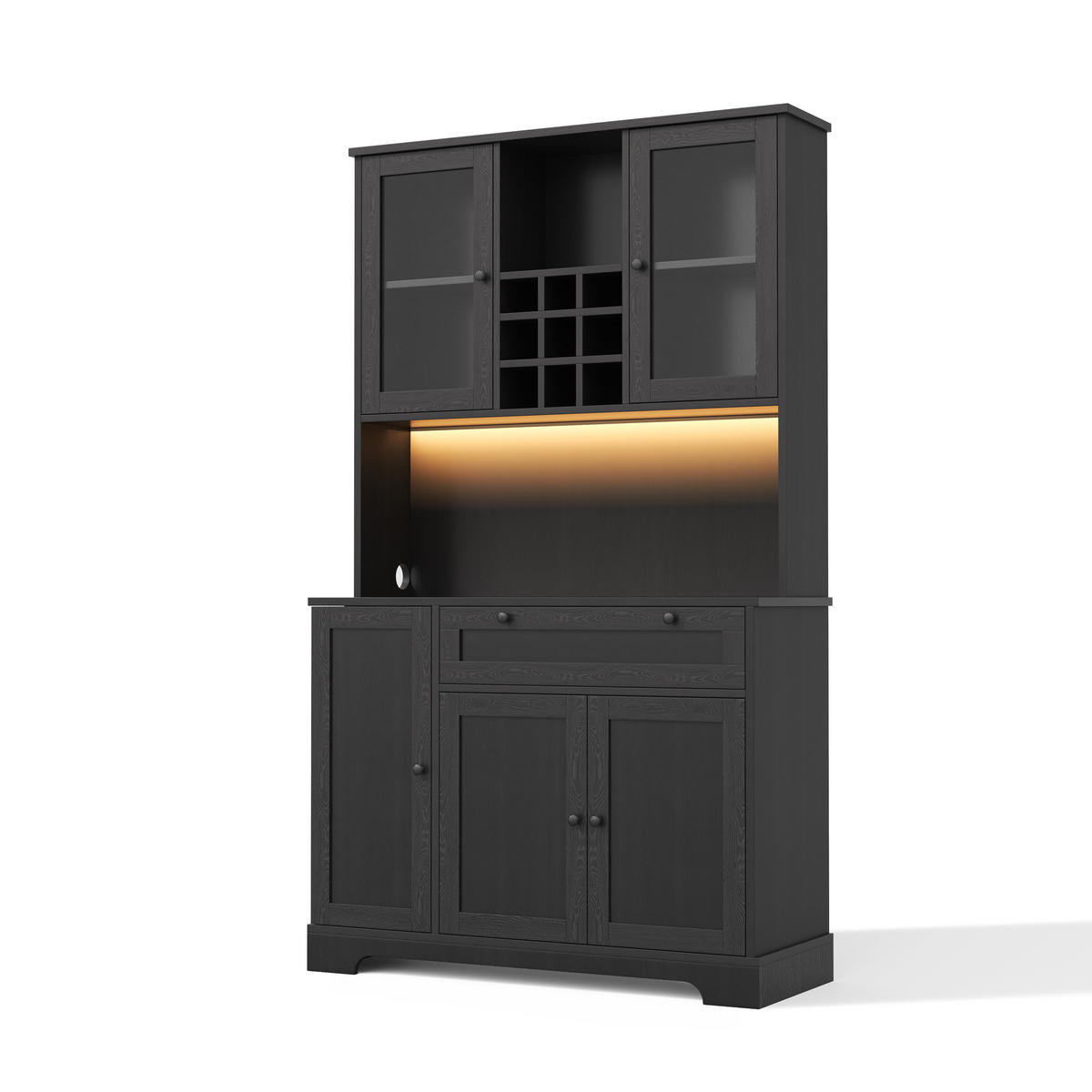 BUFFETSCHRANK Schwarz 105/40/180 cm - Schwarz, Holz (105/180/40cm) - PANGIVO