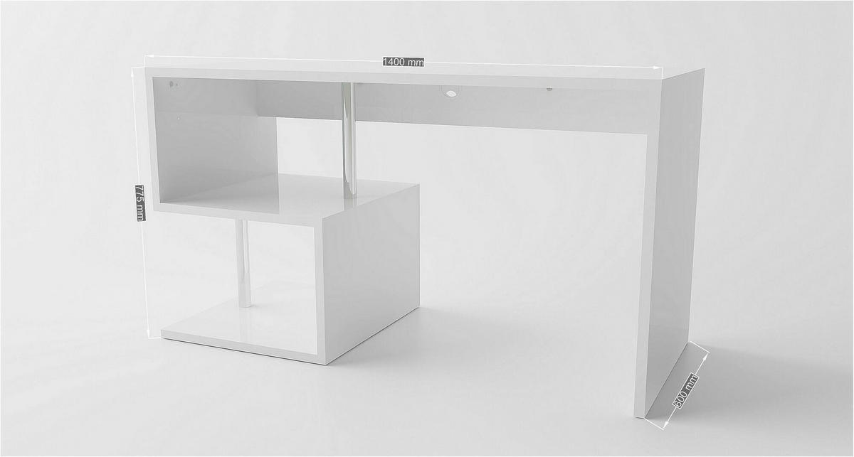 SCHREIBTISCH Glänzendes Weiß 60/140/78 cm - Weiß, Holzwerkstoff (60/140/78cm) - DMORA
