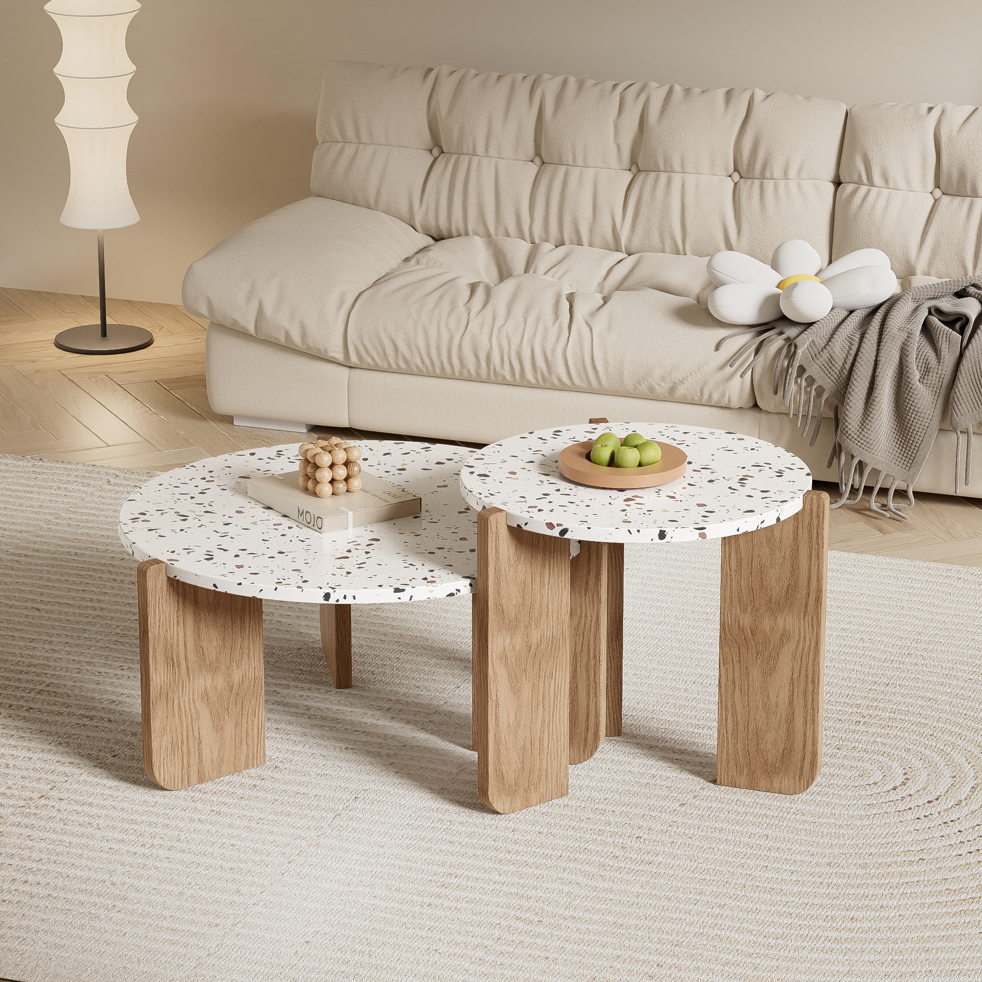 COUCHTISCH-SET 2er-set Holzfarben - Braun, Holzwerkstoff (70/70/35cm) - Urban Meuble